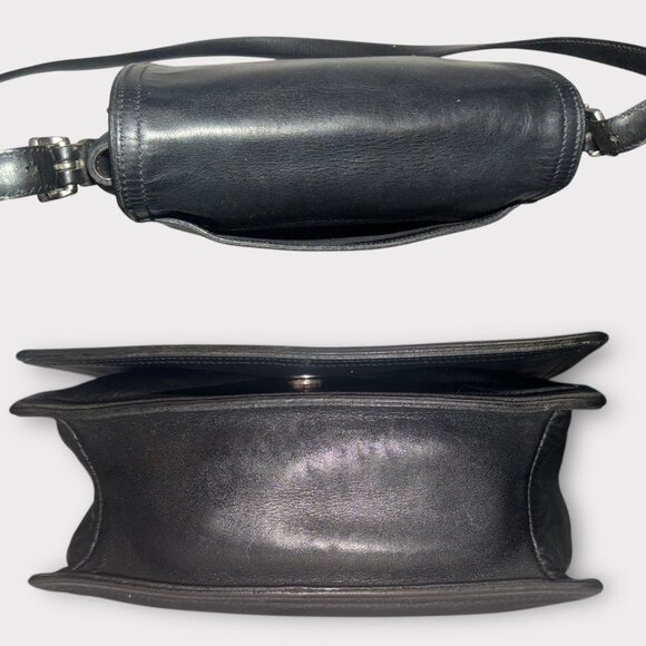 VTG Coach Legacy Monterey Flap 6147 Black Leather Nickel Shoulder Bag 90s Turkey - Picture 7 of 10